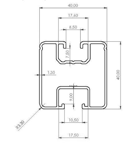 Montageprofiel aluminium 40x40x1200